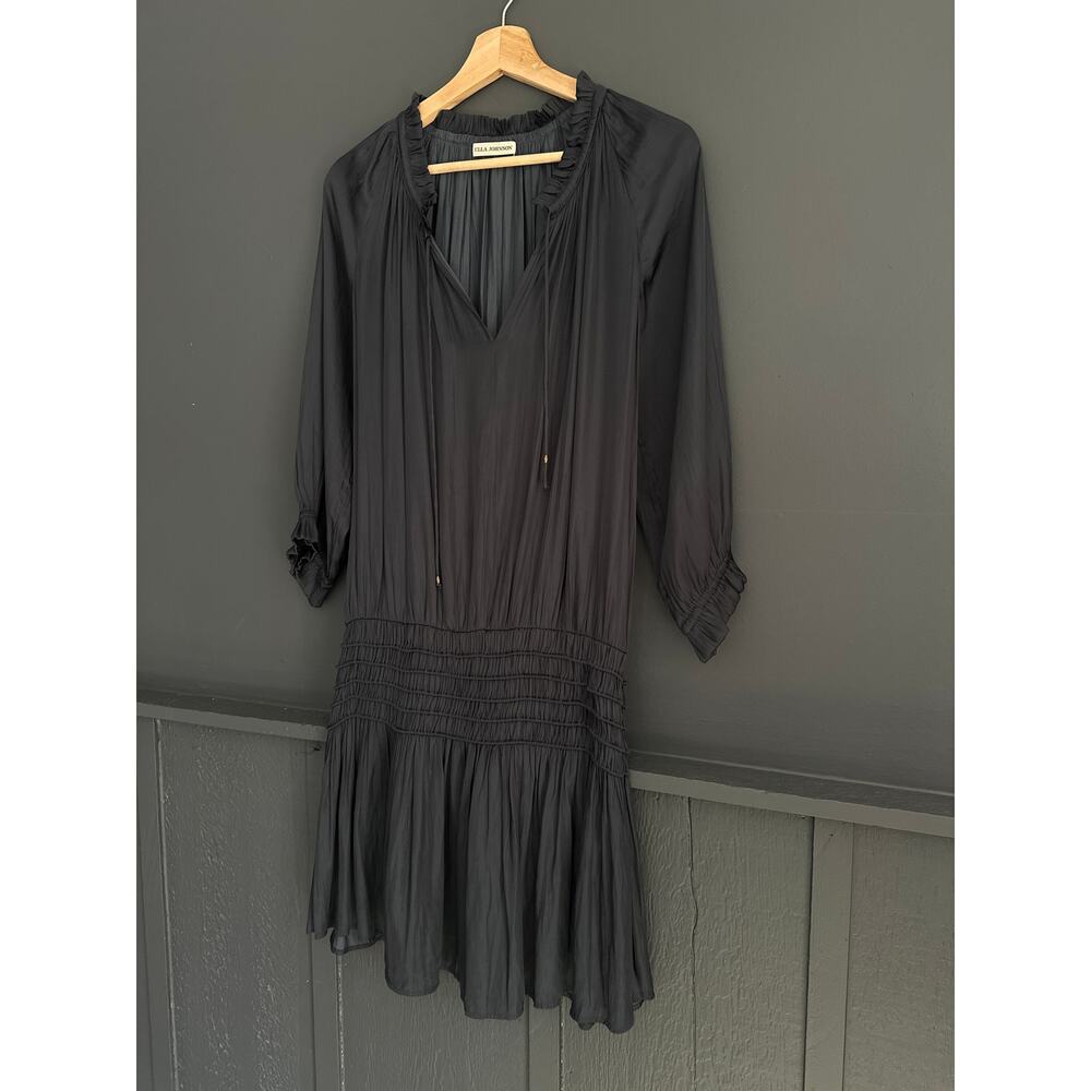 Ulla Johnson Olga Satin Mini Dress in Color Midnight Size 6 Estimate - Picture 10 of 11